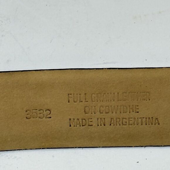Vintage Firenze Leather Belt 36 Removable Nickel Silver Cow Buckle Argentina - Picture 13 of 16
